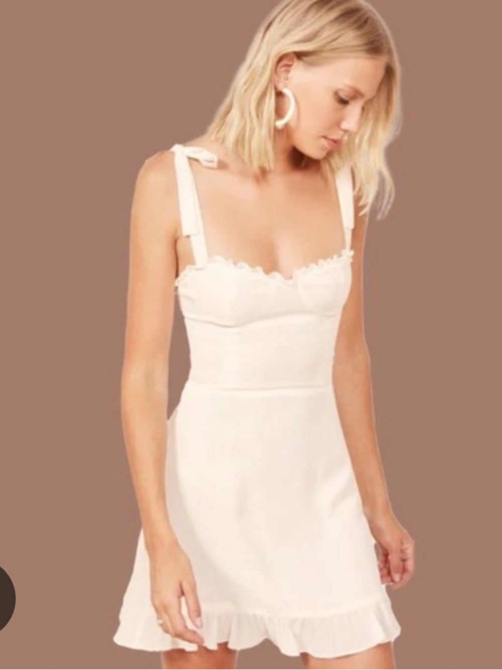 Reformation White Tie-Shoulder Eyelet Mini Dress - Picture 5 of 9